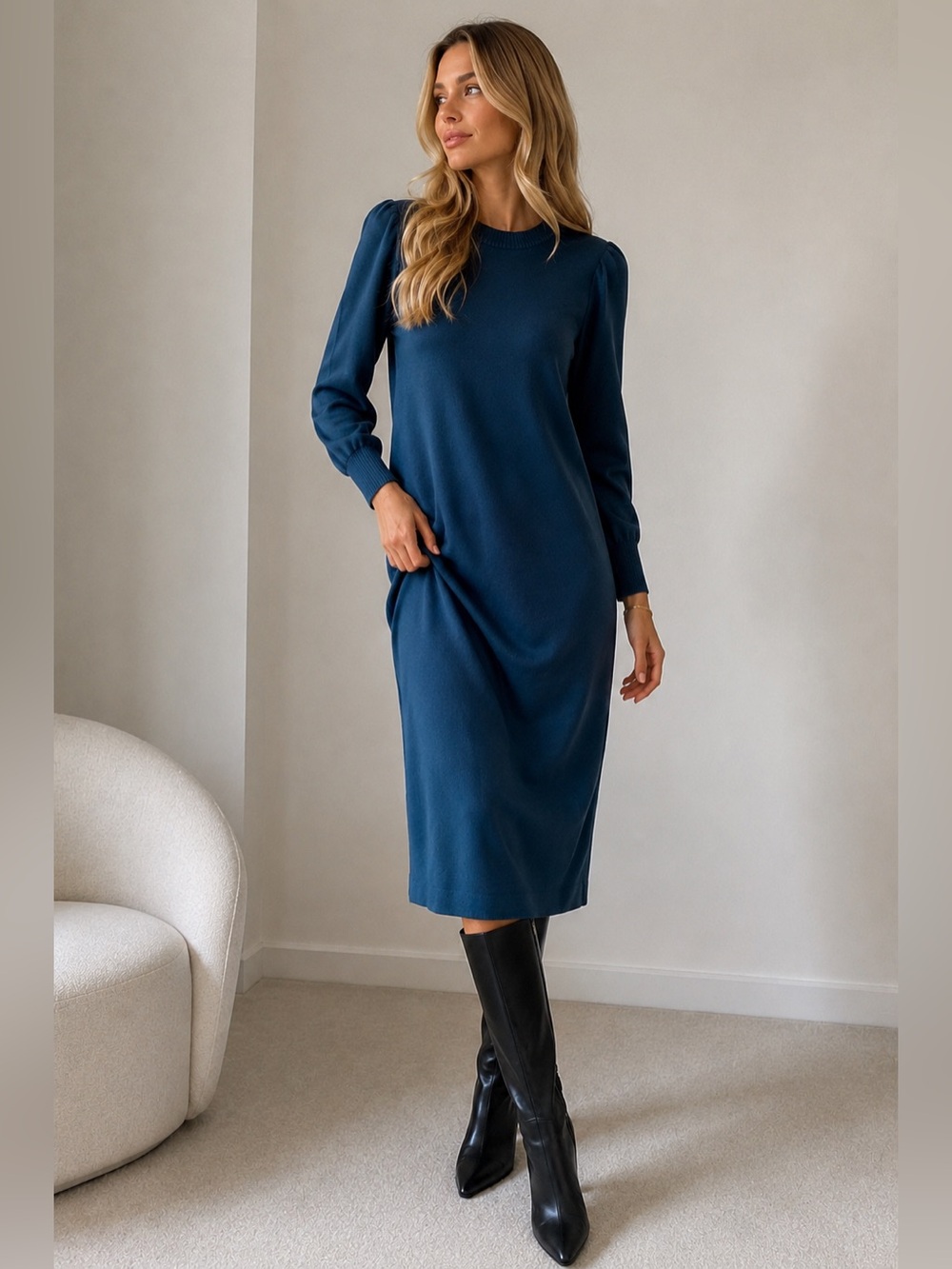 Who What Wear Teal Winter Knit Midi Dress Size S